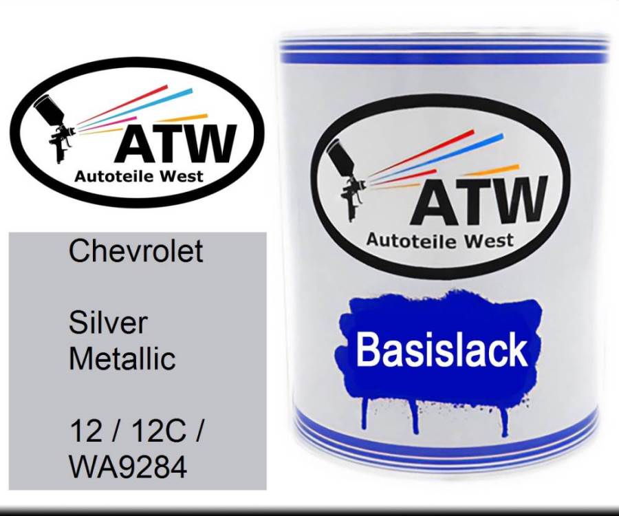Chevrolet, Silver Metallic, 12 / 12C / WA9284: 1L Lackdose, von ATW Autoteile West.